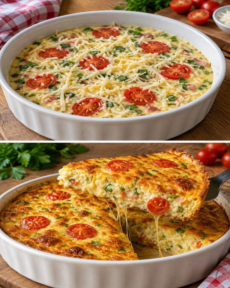 Pieczony omlet z cukinią i pomidorkami koktajlowymi 🍳 Łatwy, lekki i bez patelni!