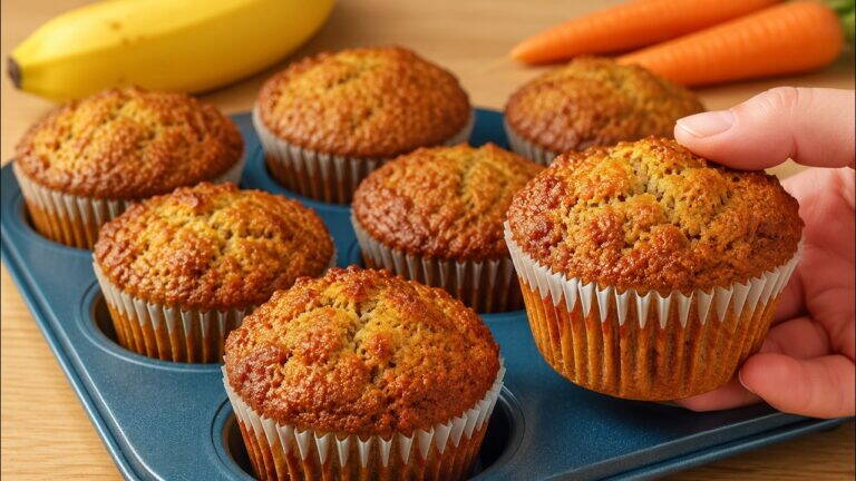 Zdrowe muffiny owsiane z bananem i marchewką! Znikają w 1 minutę! Bez mąki!