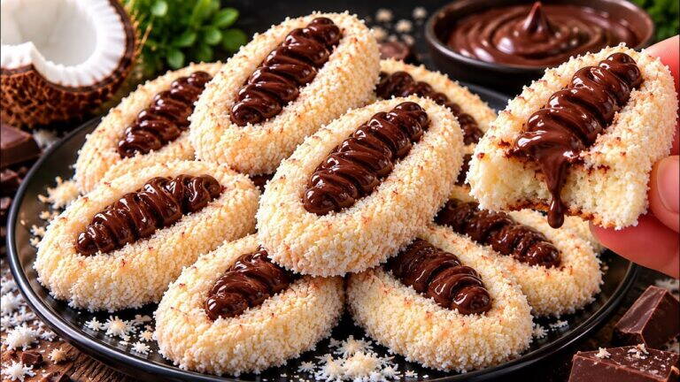Rozpływające się w ustach ciasteczka kokosowe! 🍫 Łatwe słodkości z czekoladowym nadzieniem